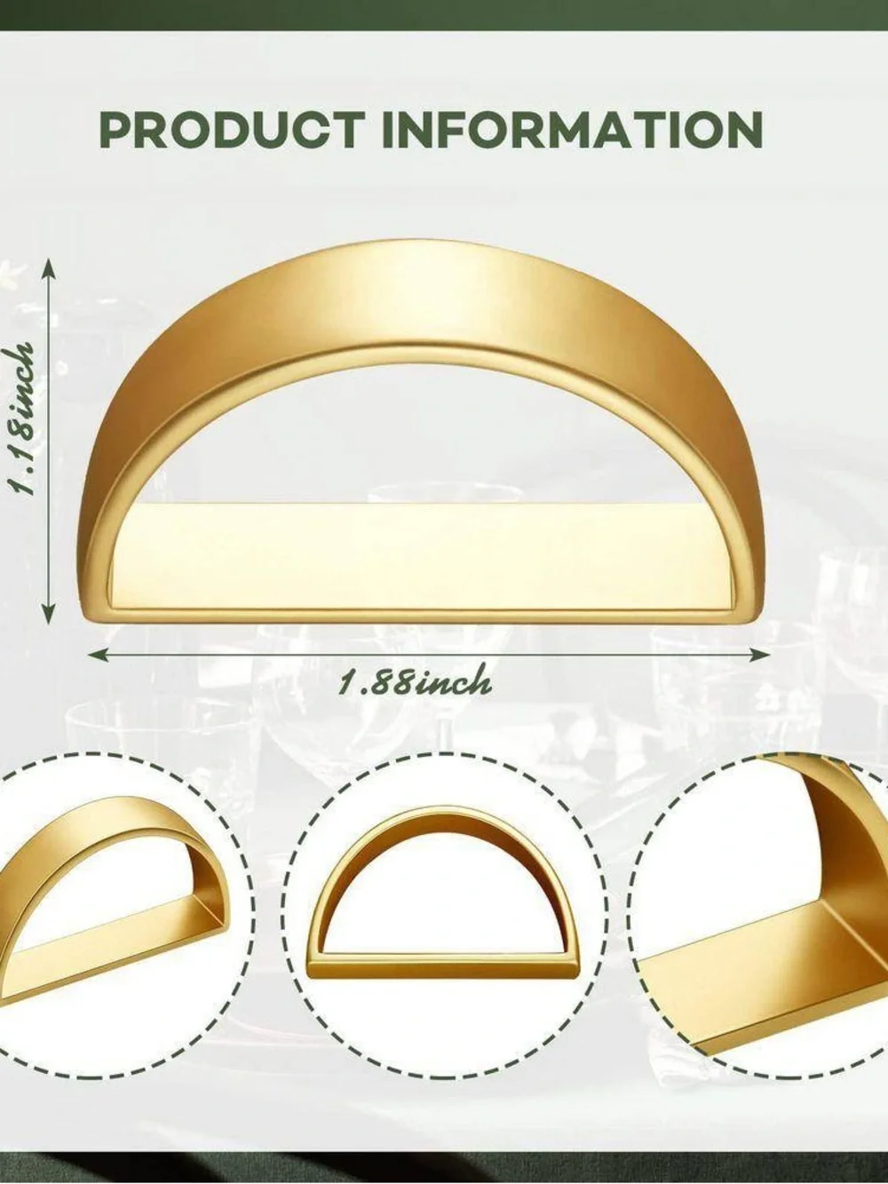 8 Gold Napkin Ring Set of Eight • New in Box